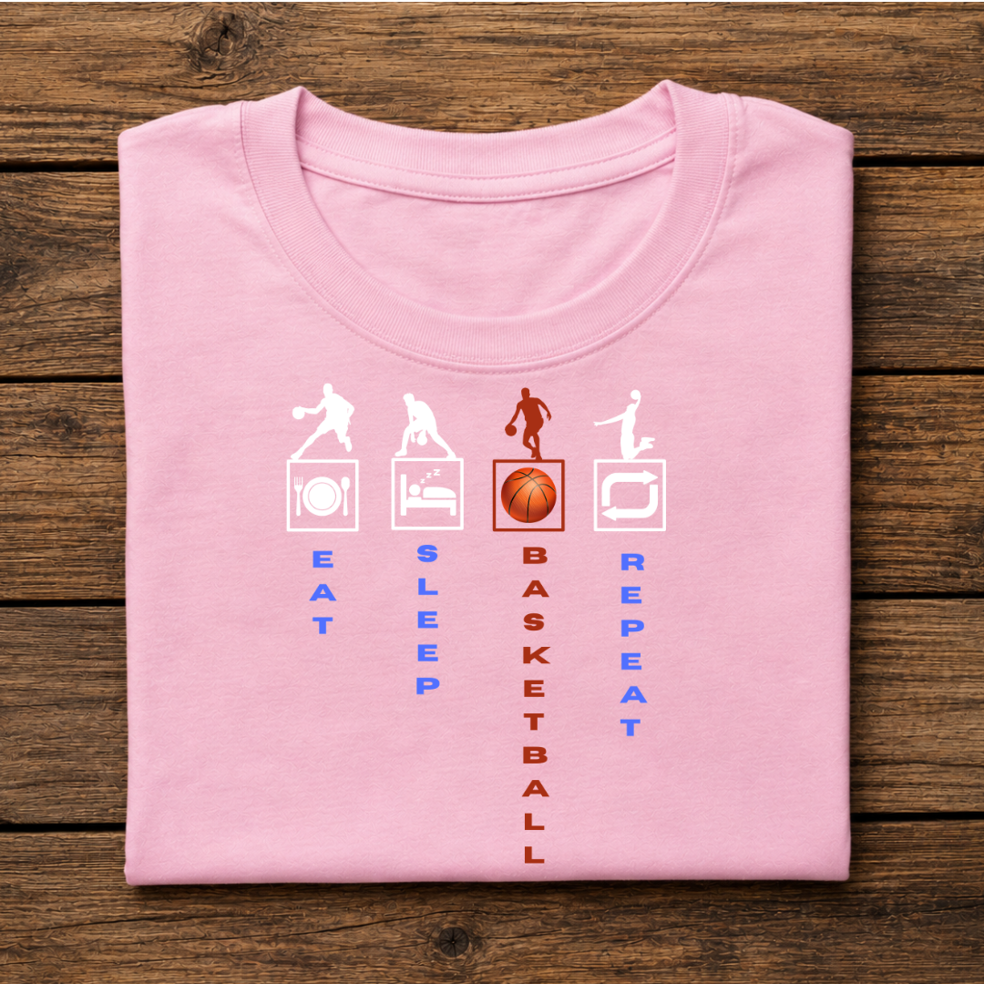 EAT SLEEP BASKETBALL REPEAT Half Sleeve T-Shirt