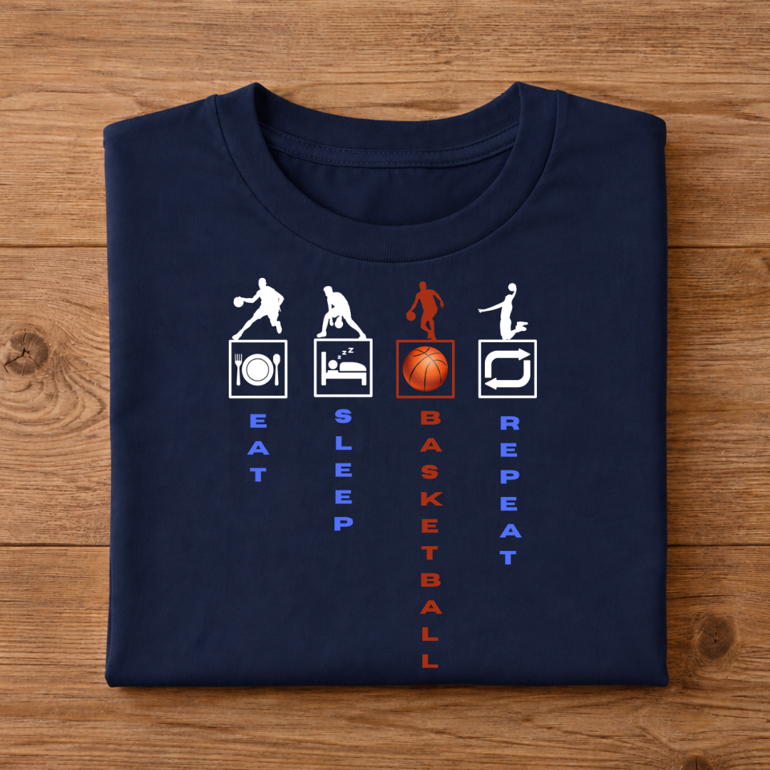 EAT SLEEP BASKETBALL REPEAT Half Sleeve T-Shirt