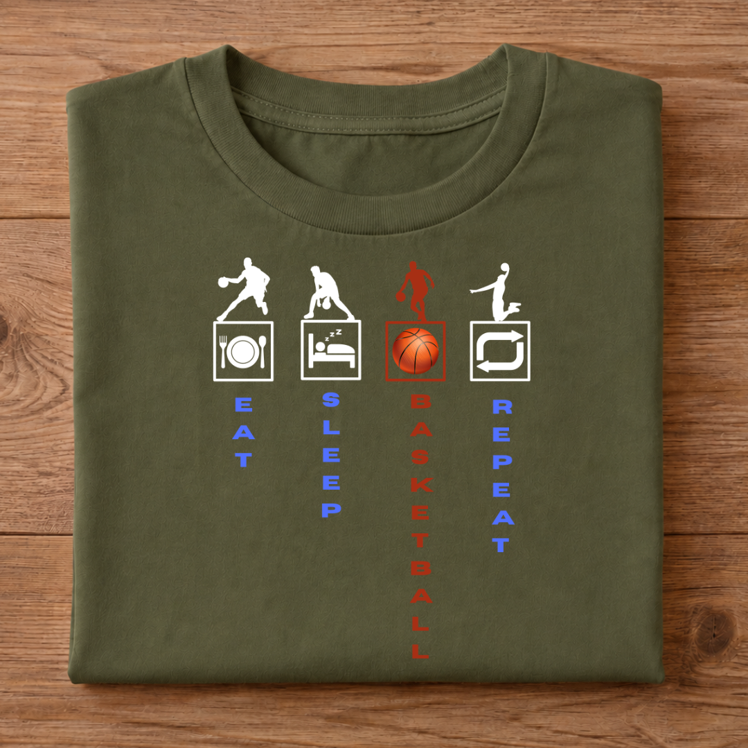 EAT SLEEP BASKETBALL REPEAT Half Sleeve T-Shirt