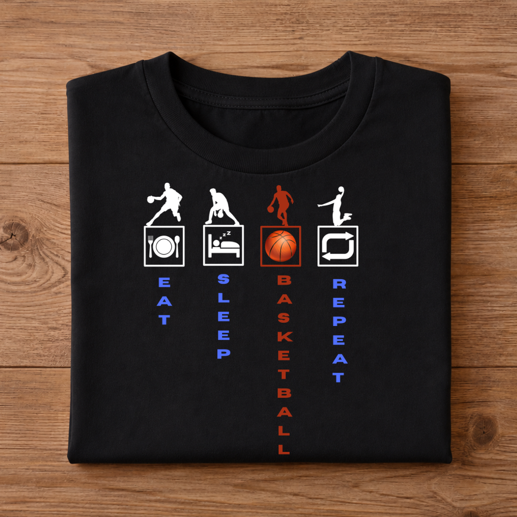 EAT SLEEP BASKETBALL REPEAT Half Sleeve T-Shirt