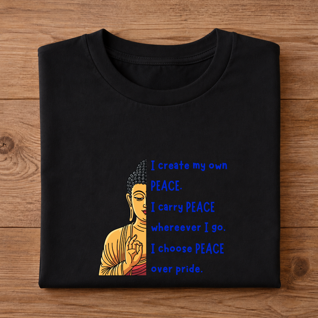 I create my own PEACE, I carry PEACE where ever I go, I choose PEACE over pride Half sleeve T-Shirt