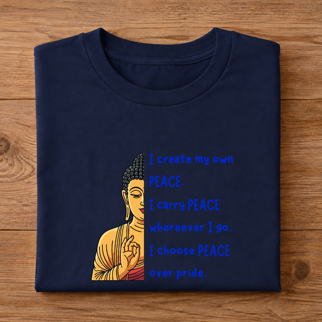 I create my own PEACE, I carry PEACE where ever I go, I choose PEACE over pride Half sleeve T-Shirt