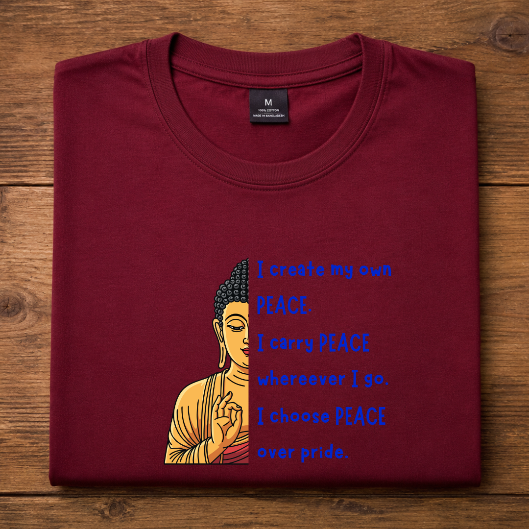 I create my own PEACE, I carry PEACE where ever I go, I choose PEACE over pride Half sleeve T-Shirt