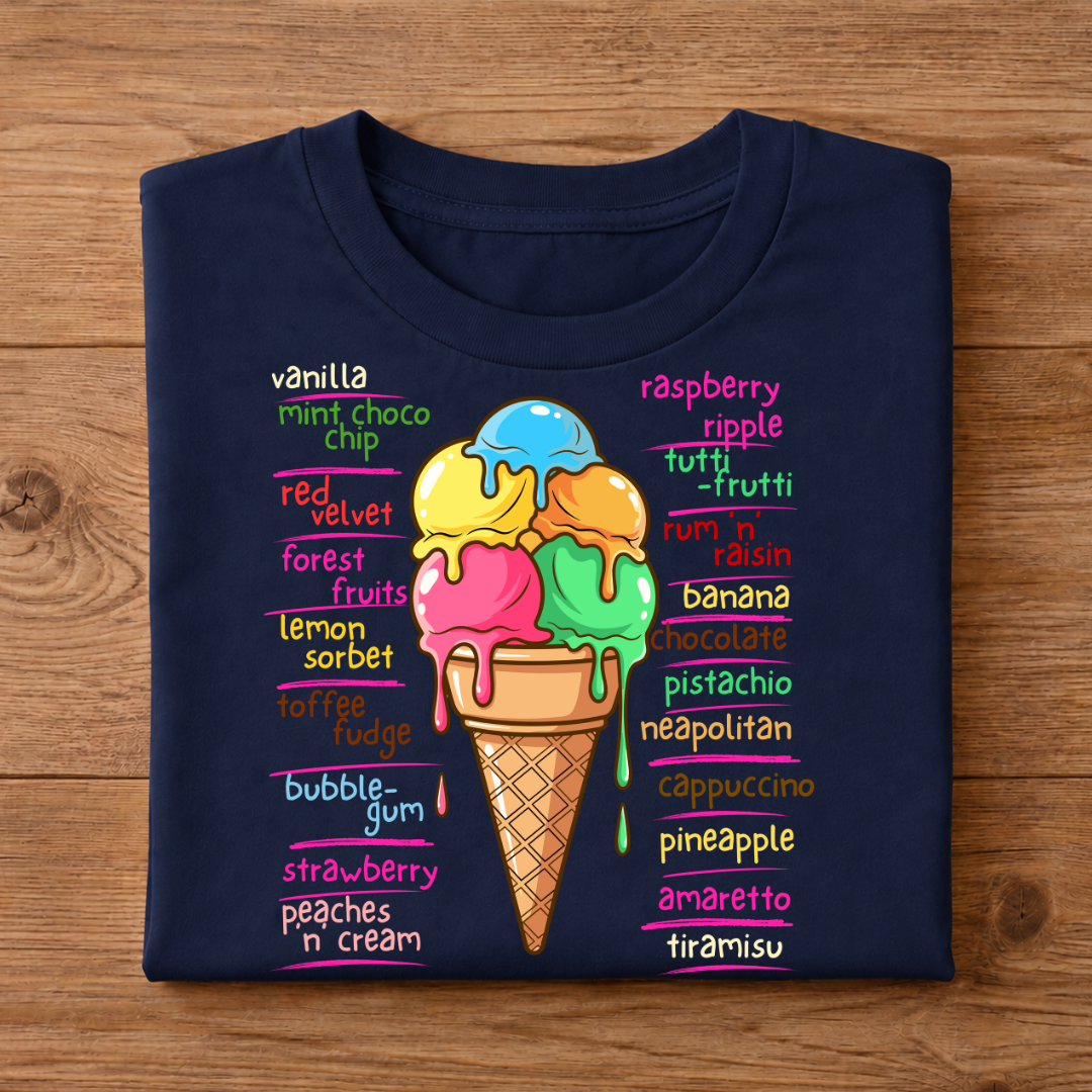 FLAVOURS OF ICE CREAM Unisex Half Sleeve T-Shirt