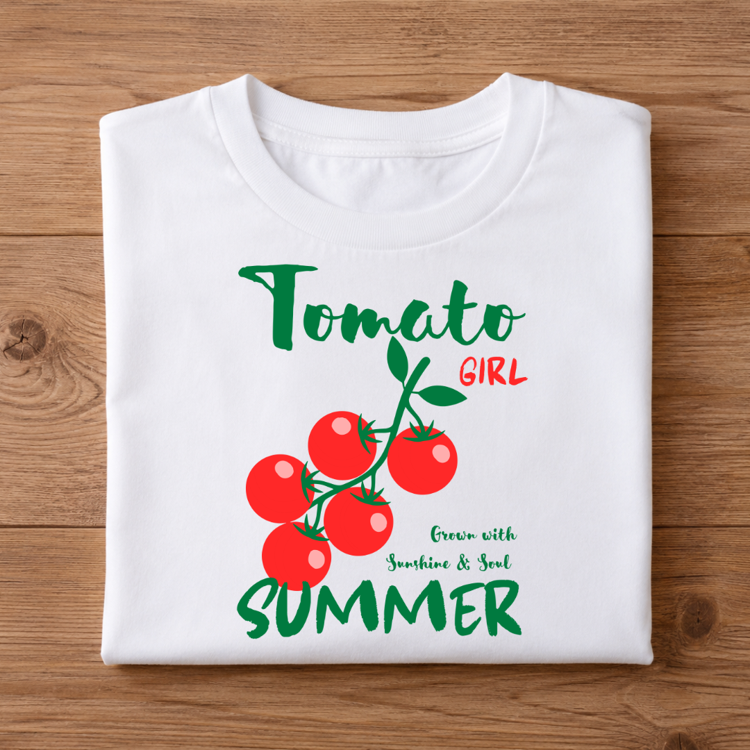 Tomato GIRL Grown with Sunshine & Soul SUMMER Half Sleeve T-Shirt