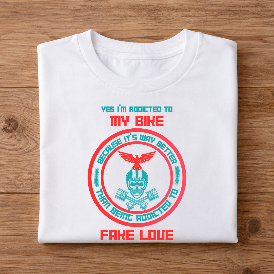 YES I’M ADDICTED TO MY BIKE BECAUSE IT’S WAY BETTER THAN BEING ADDICTED TO FAKE LOVE Half Sleeve T-Shirt