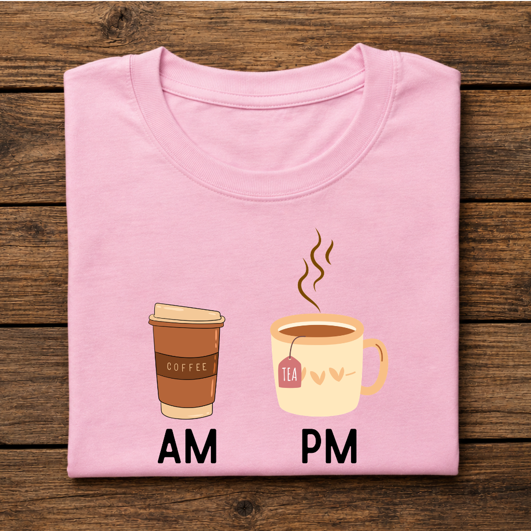 Coffee AM Tea PM Half Sleeve T-Shirt