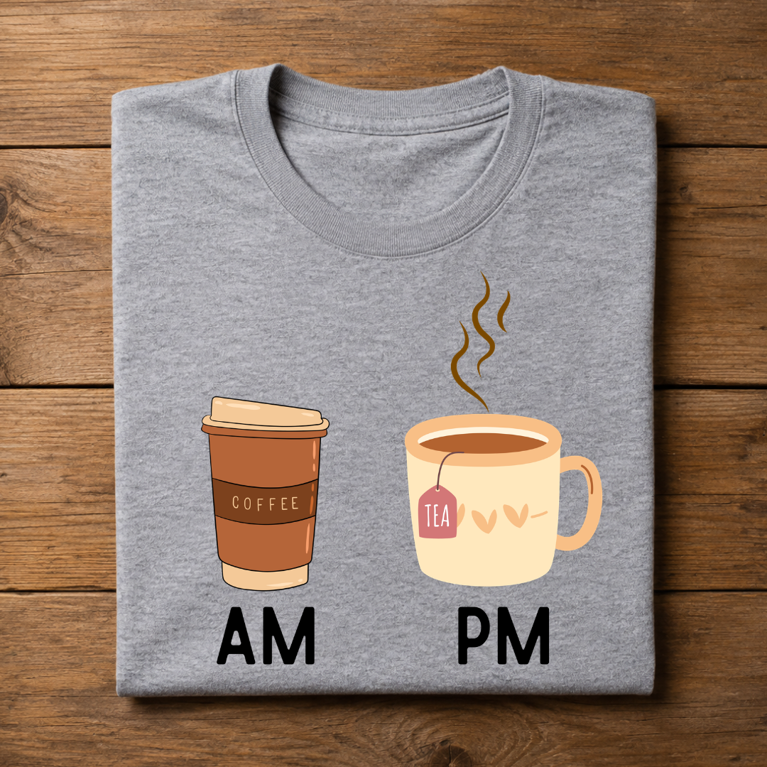 Coffee AM Tea PM Half Sleeve T-Shirt