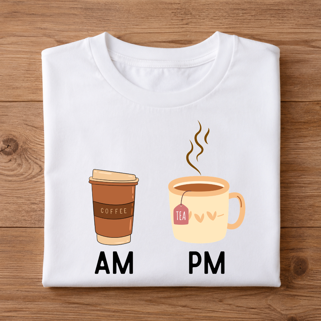 Coffee AM Tea PM Half Sleeve T-Shirt