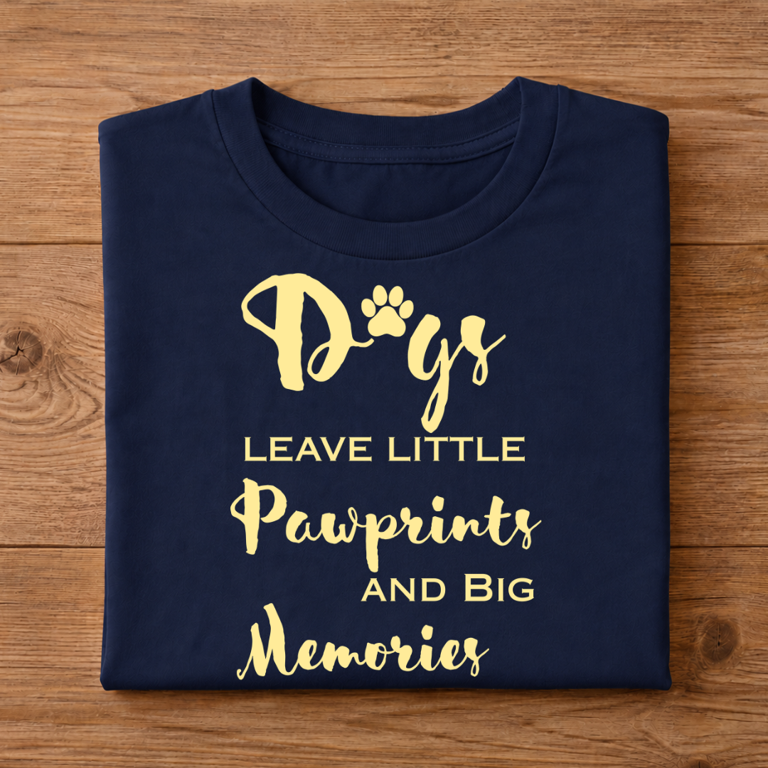 DOGS Leave Little Pawprints and Big Memories Unisex Half Sleeve T-Shirt