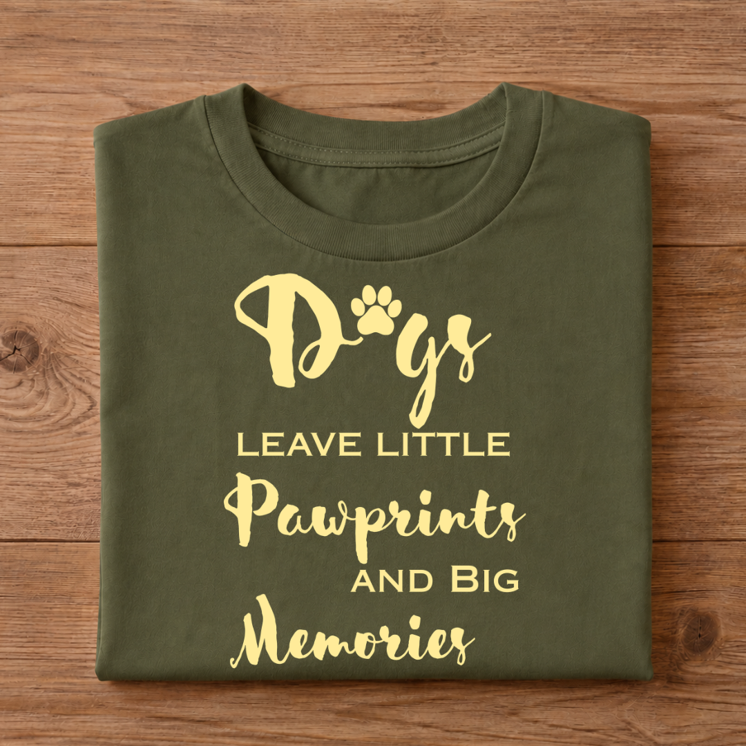 DOGS Leave Little Pawprints and Big Memories Unisex Half Sleeve T-Shirt