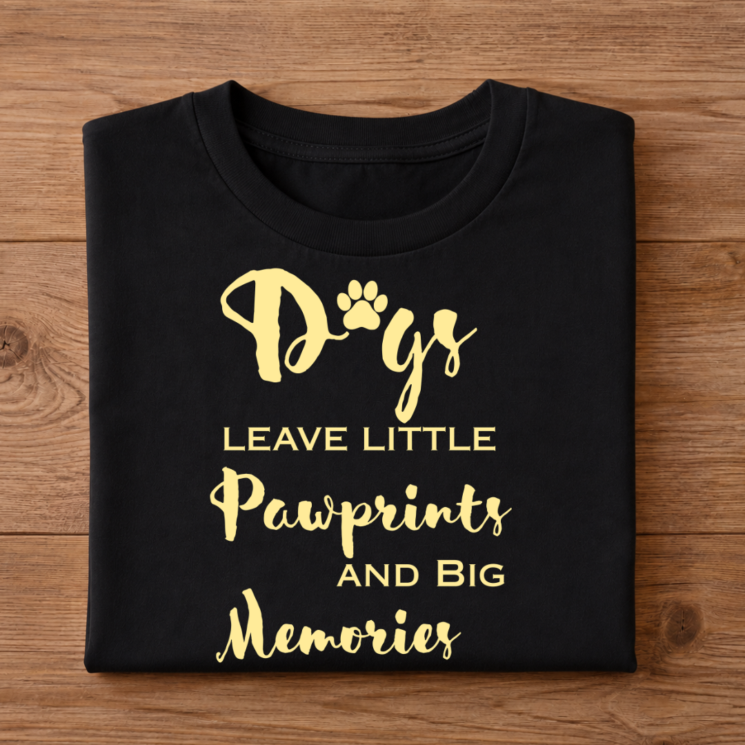 DOGS Leave Little Pawprints and Big Memories Unisex Half Sleeve T-Shirt
