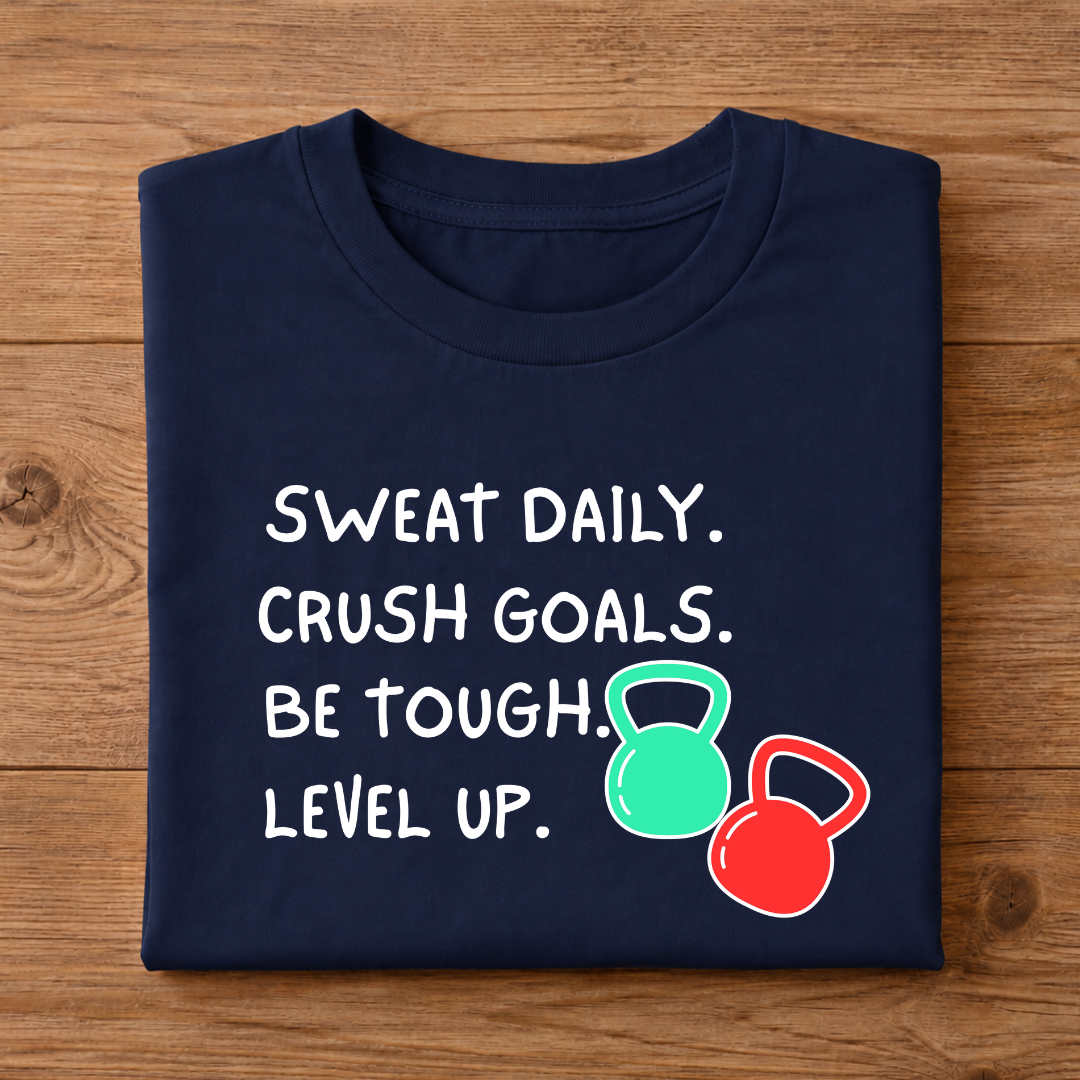 SWEAT DAILY. CRUSH GOALS. BE TOUGH. LEVEL UP Half Sleeve Unisex T-Shirt