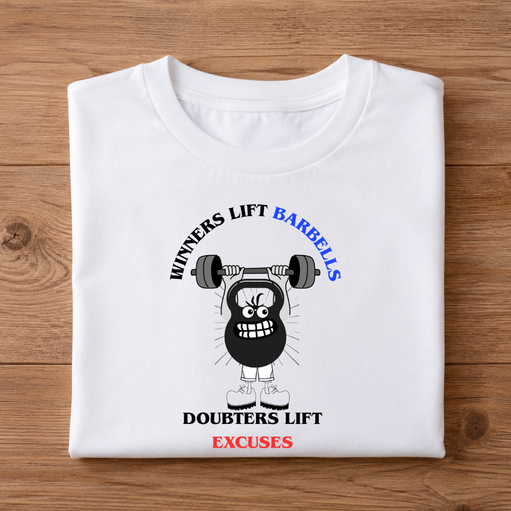 WINNERS LIFT BARBELLS DOUBTERS LIFT EXCUSES Unisex Half Sleeve T-Shirt